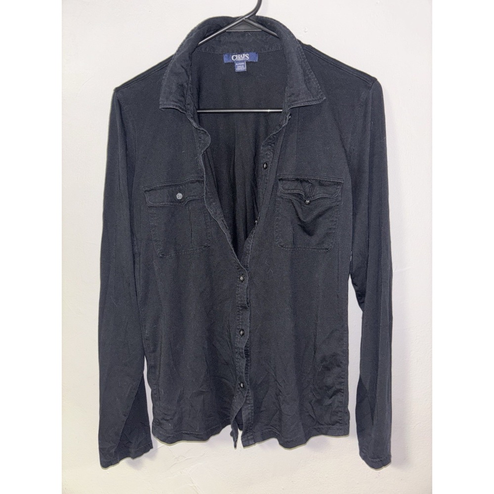 CHAPS Women's Black Button Down Business Casual Dress Shirt